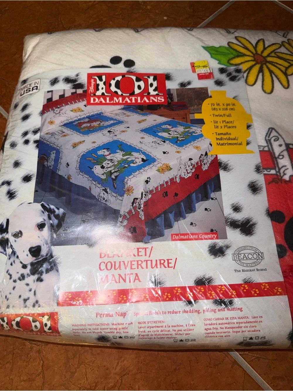 Vintage Disney 101 Dalmations 72X90 Blanket New in bag